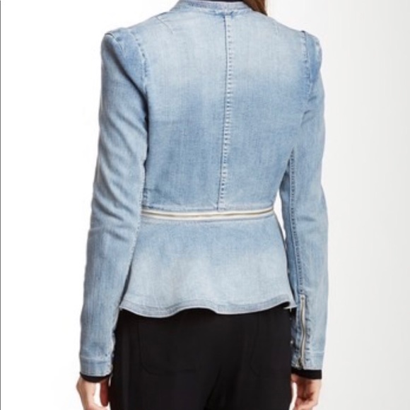 Rebecca Taylor Denim Peplum Jacket Sz 4 - Picture 3 of 8